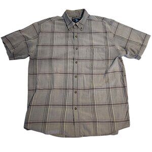 Reel Legends Button Up Shirt Fishing‎ Gray Plaid Short Sleeve Cotton XL